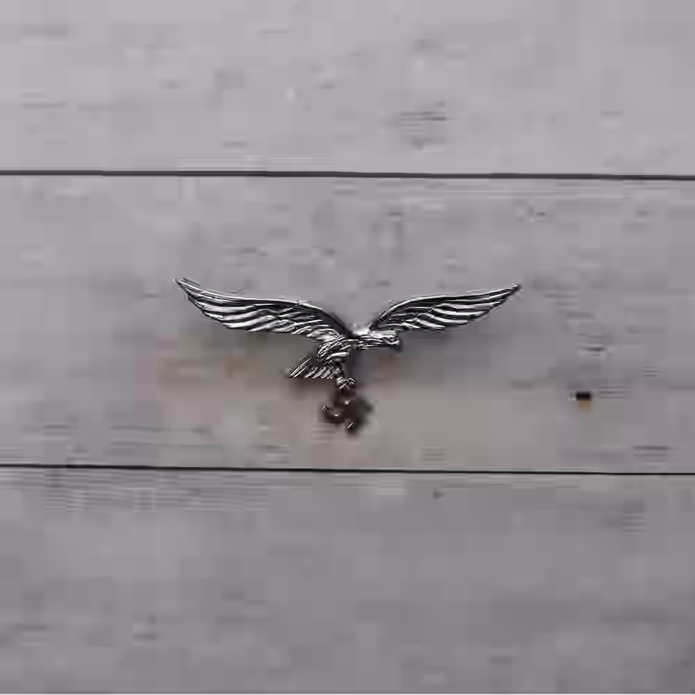 Luftwaffe Officer's Silver Metallic Breast Eagle - WWII-era Luftwaffe officers silver metallic breast eagle for group-leading ranks.