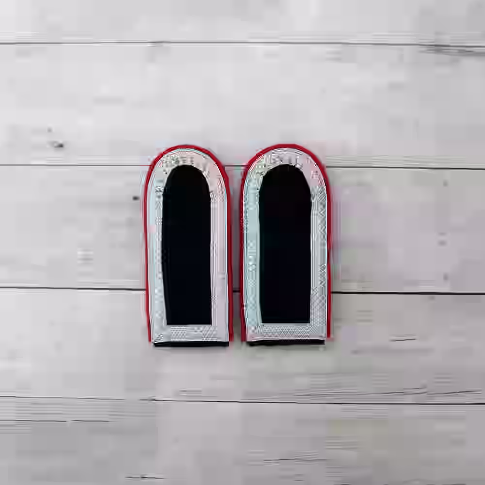 Waffen-SS Unterfeldwebel Artillery Shoulder Boards - Hand-crafted Waffen-SS Unterfeldwebel artillery shoulder boards with red piping and silver tresse on black wool.